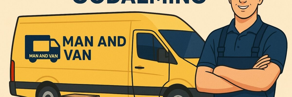Man and Van Godalming removals van and mover illustration