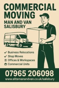 Commercial moving service in Salisbury by Man and Van Salisbury – business relocations, shop moves, office moves and commercial unit transport.