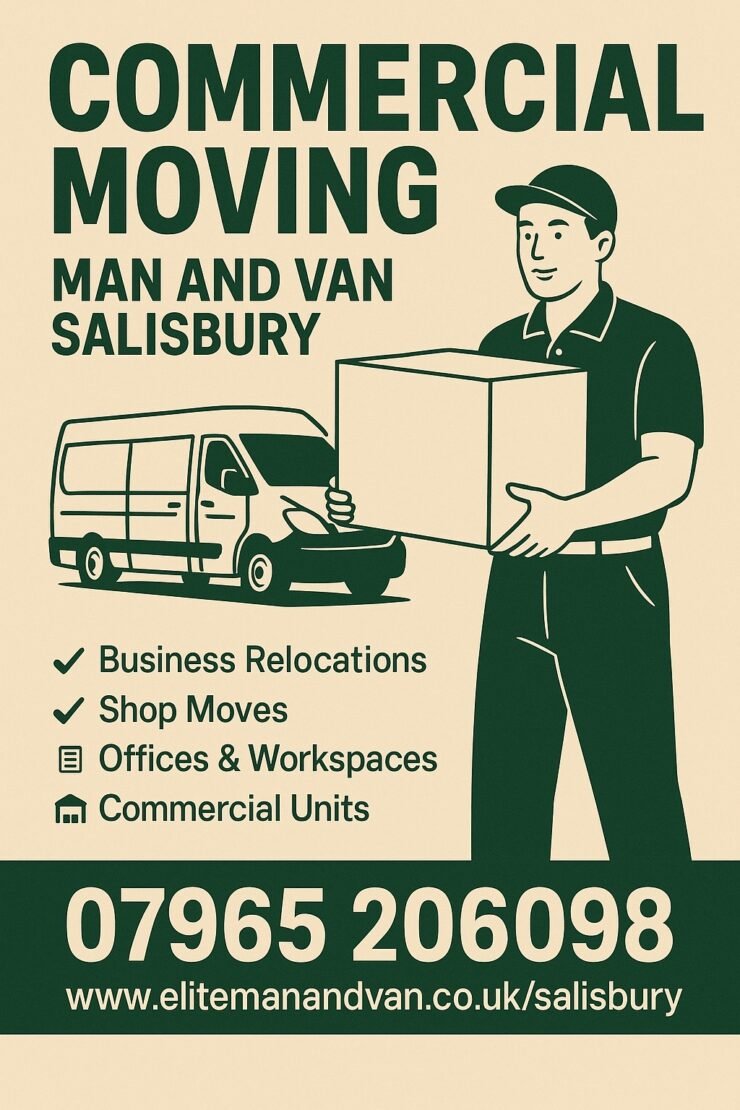 Commercial moving service in Salisbury by Man and Van Salisbury – business relocations, shop moves, office moves and commercial unit transport.