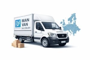 Light removals service in Salisbury with branded moving van and boxes